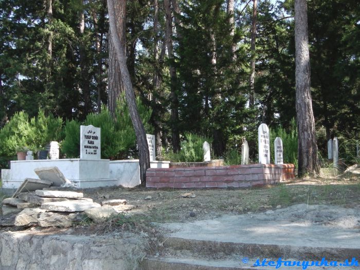 Alara, Turecko. Turecký cintorín pri ceste. Cestou som videl dva, oba boli pod stromami
