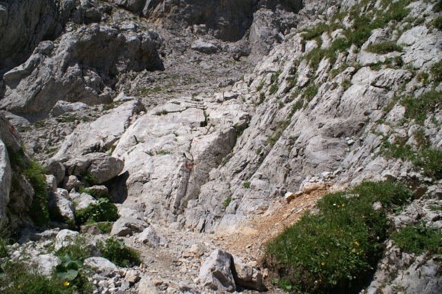 Hochschwab, nástup na feratu G-Hacktbrunn (G-Hackte, G-hackt, G-hackts)