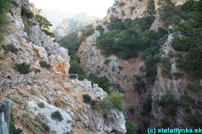 Platania gorge, Kréta, Stefanynka - Samotná roklina bola dolu. Výhľady do nej boli iba obmedzené.