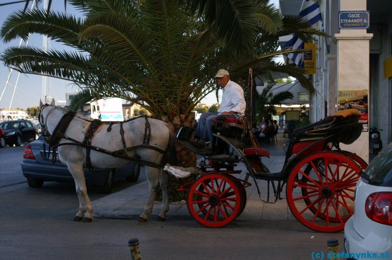 Zakyntos. Tu som sa cítil skoro ako doma. Niežeby som sa doma vozil na koči, tomu skôr zodpovedal názov ulice... 