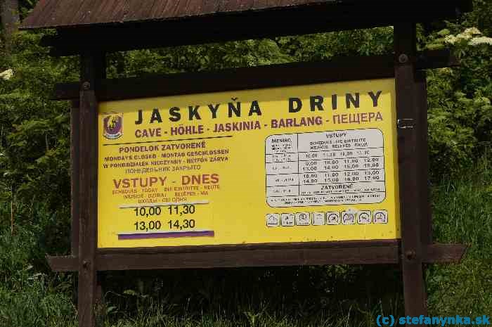 Jahodník - tabuľa do jaskyne Driny